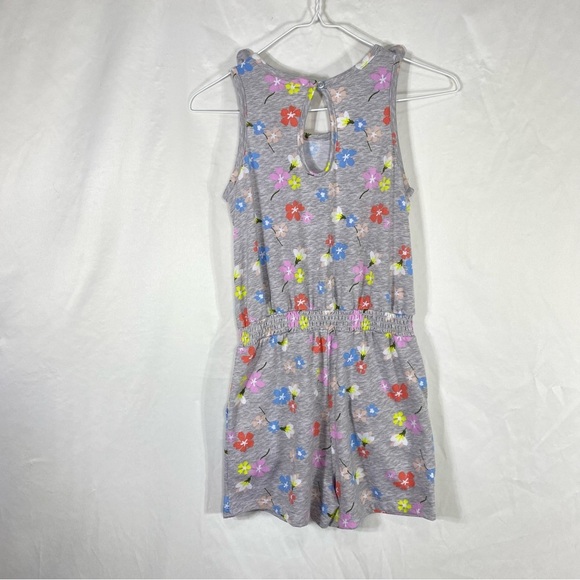Sweet Butterfly Floral Heather Gray Girls Shorts Romper - Picture 7 of 8